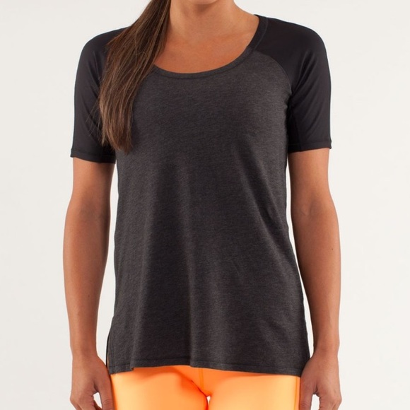 Lululemon Spincity Cotton Tee Heathered Black Gray Top Shirt Women’s Size 6 - Picture 3 of 15
